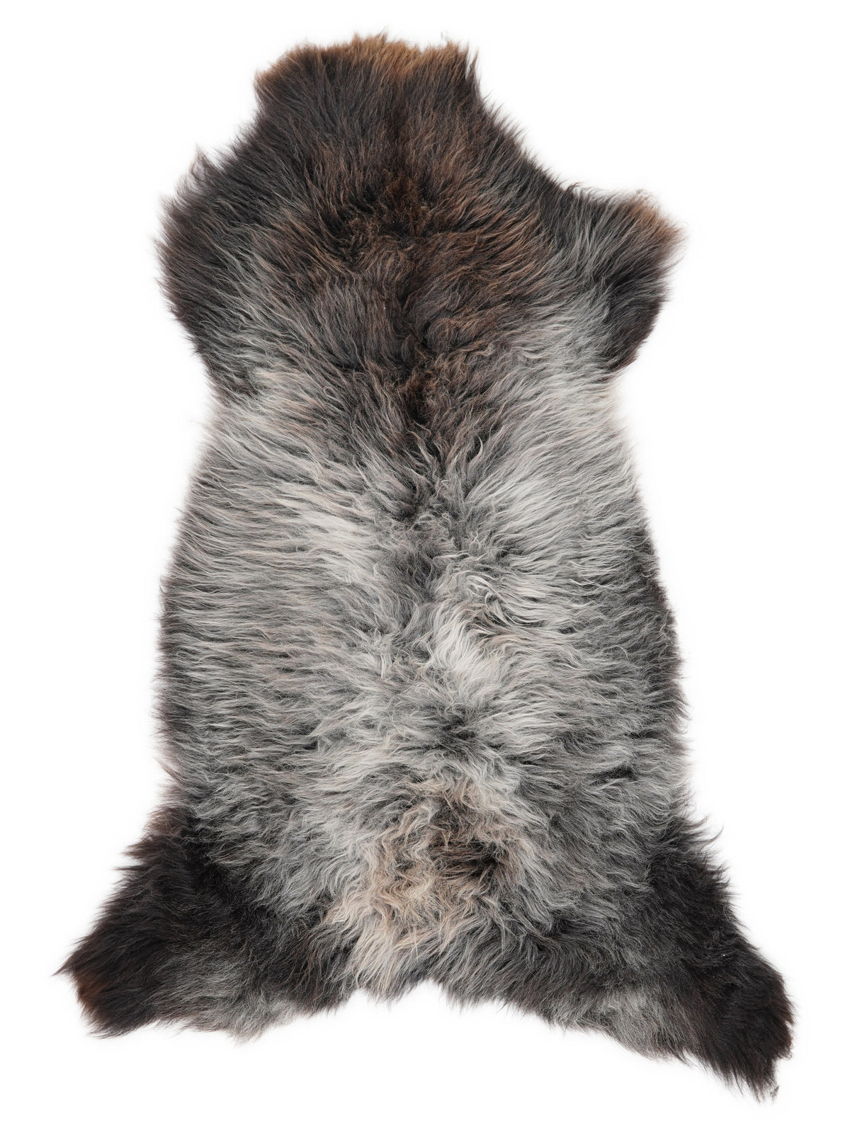 Peau de mouton multicolore britannique d’environ 130 × 60 cm, vue de dessus : exactement la peau que vous recevez