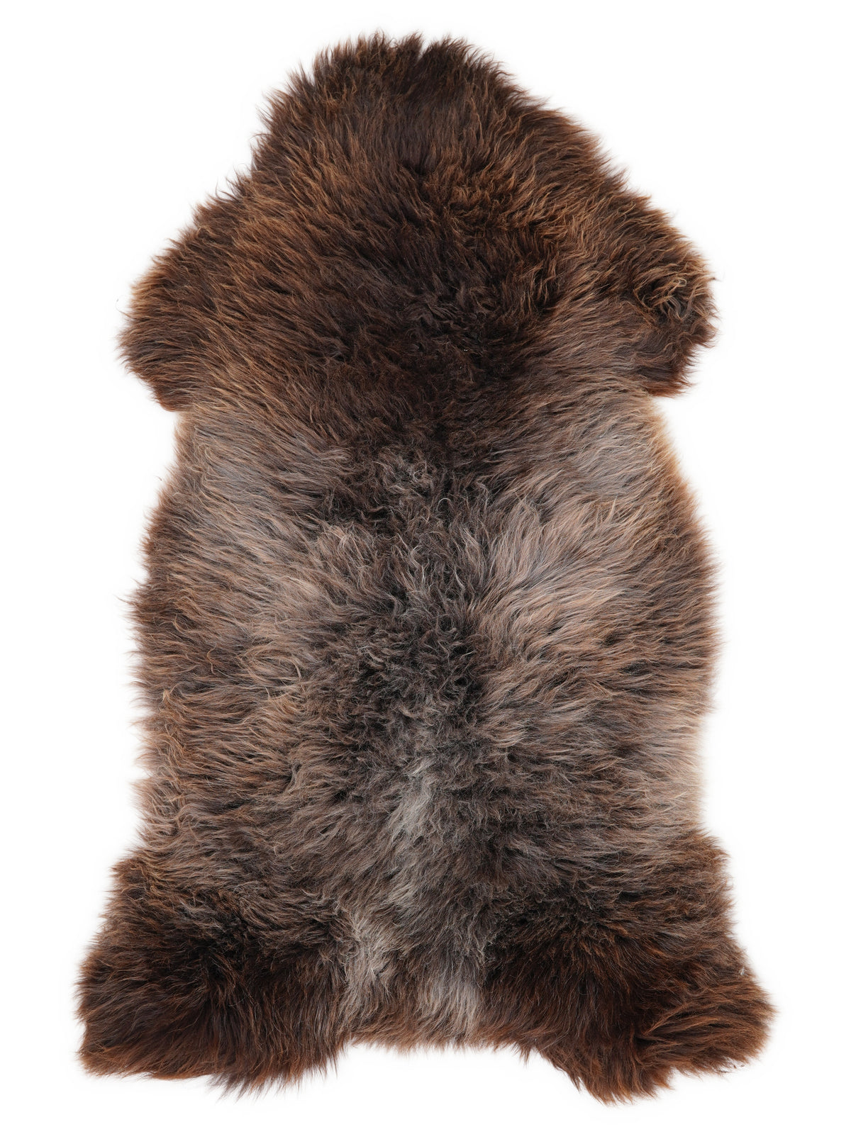 Peau de mouton multicolore britannique d’environ 125 × 65 cm, vue de dessus : exactement la peau que vous recevez