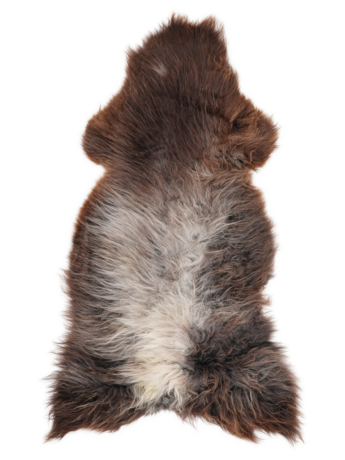 Peau de mouton multicolore britannique d’environ 130 × 60 cm, vue de dessus : exactement la peau que vous recevez