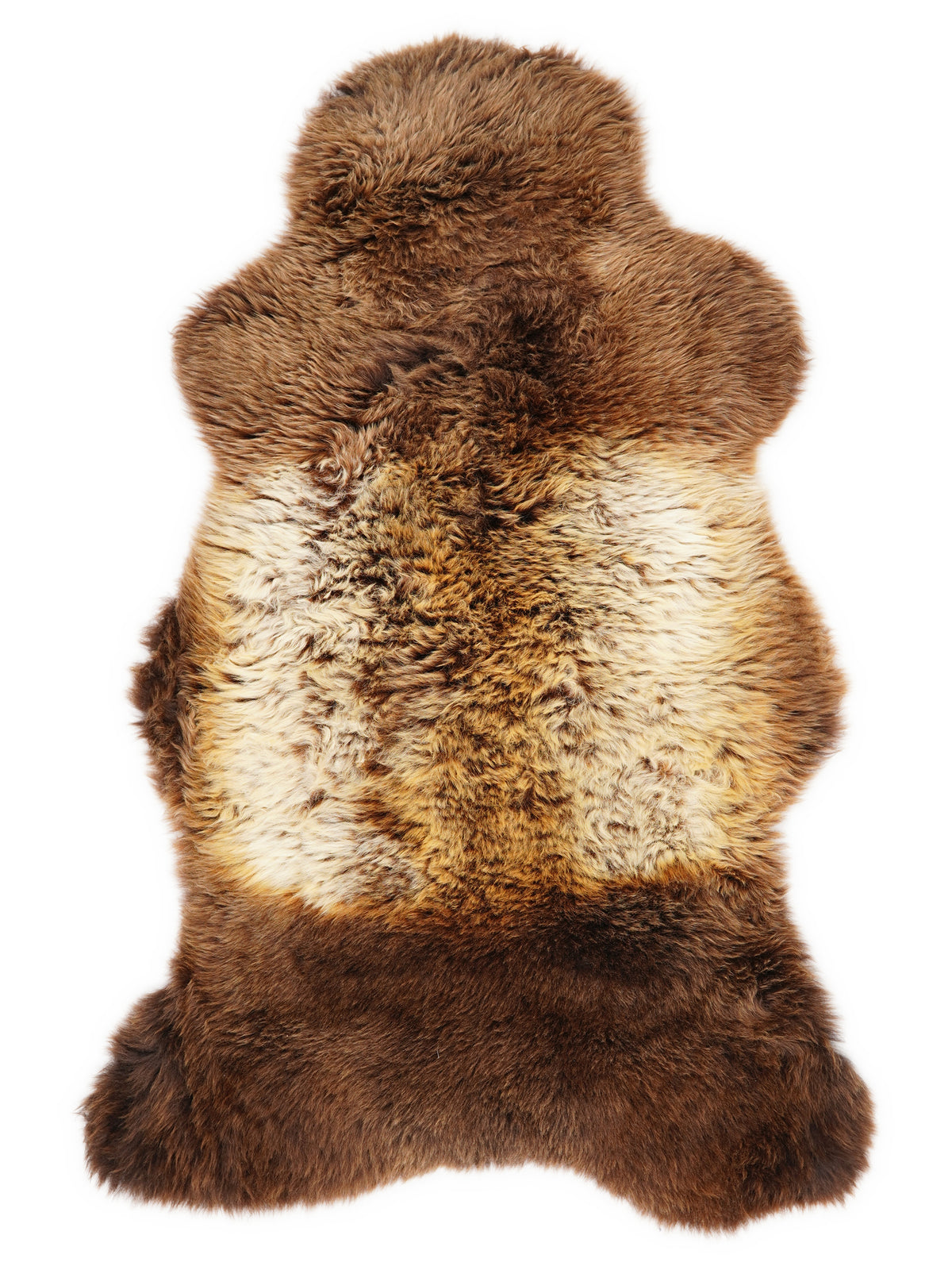 Peau de mouton multicolore britannique d’environ 120 × 70 cm, vue de dessus : exactement la peau que vous recevez
