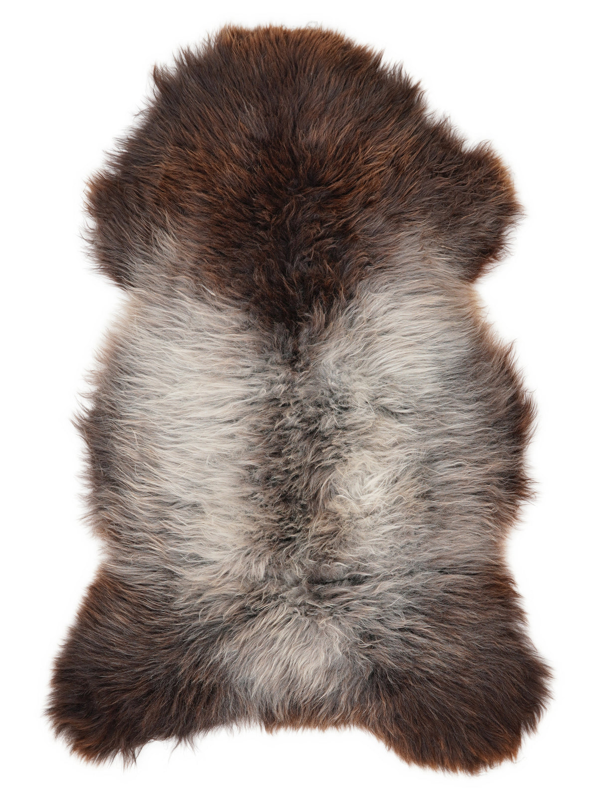 Peau de mouton multicolore britannique d’environ 130 × 70 cm, vue de dessus : exactement la peau que vous recevez
