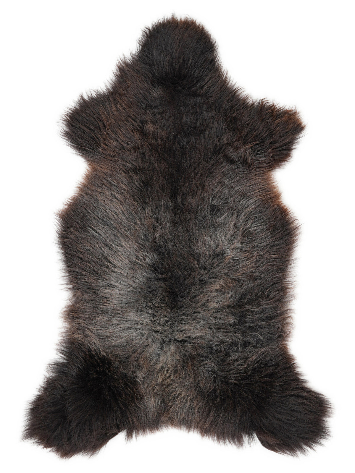 Peau de mouton multicolore britannique d’environ 125 × 60 cm, vue de dessus : exactement la peau que vous recevez