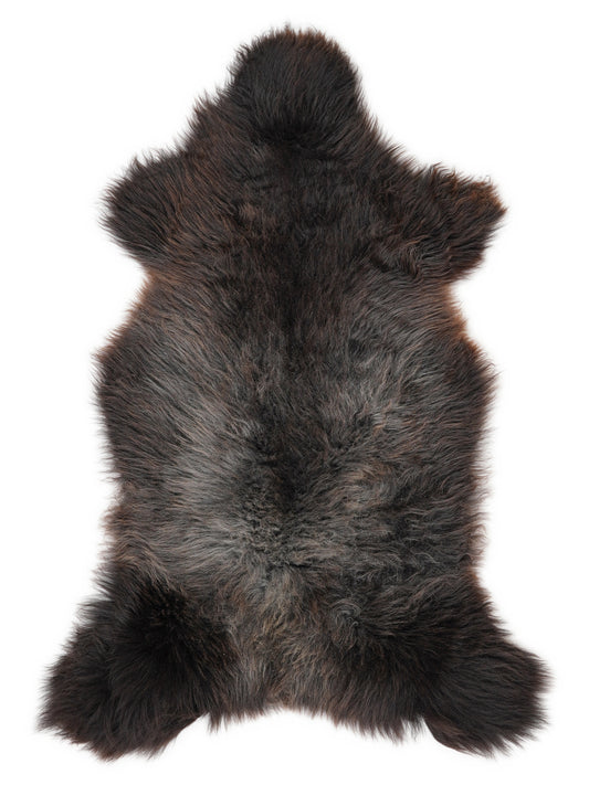 Peau de mouton multicolore britannique d’environ 125 × 60 cm, vue de dessus : exactement la peau que vous recevez