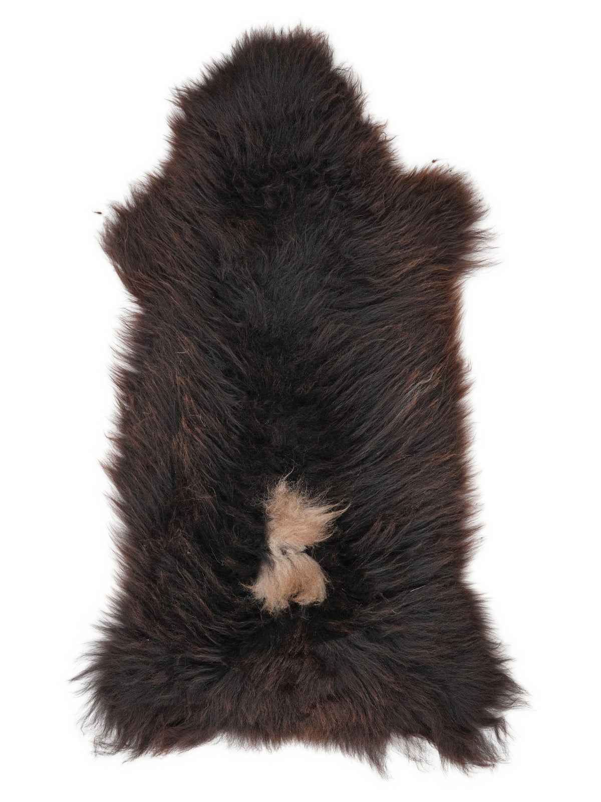 Peau de mouton multicolore britannique d’environ 135 × 60 cm, vue de dessus : exactement la peau que vous recevez