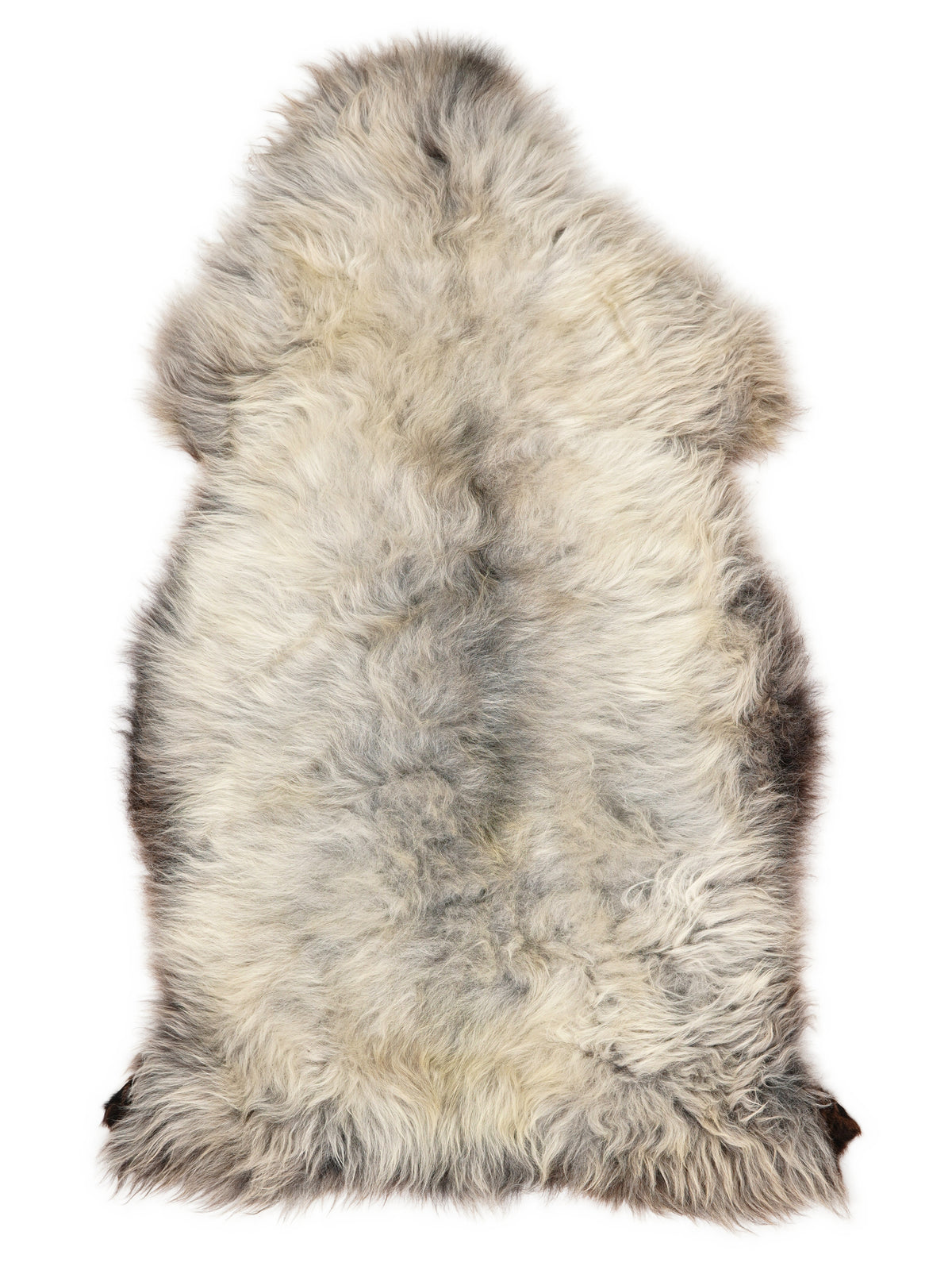 Peau de mouton multicolore britannique d’environ 140 × 75 cm, vue de dessus : exactement la peau que vous recevez