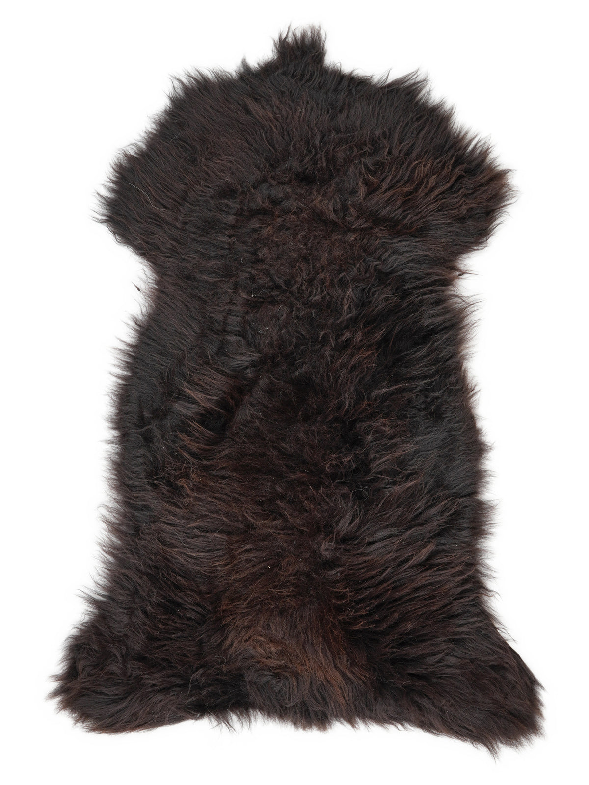 Peau de mouton marron d’environ 130 × 60 cm, vue de dessus : exactement la peau que vous recevez