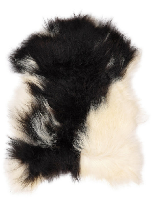 Peau de mouton islandaise multicolore d’environ 110 × 80 cm, vue de dessus : exactement la peau que vous recevez