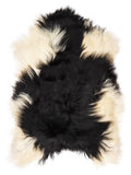 Peau de mouton islandaise multicolore d’environ 120 × 80 cm, vue de dessus : exactement la peau que vous recevez