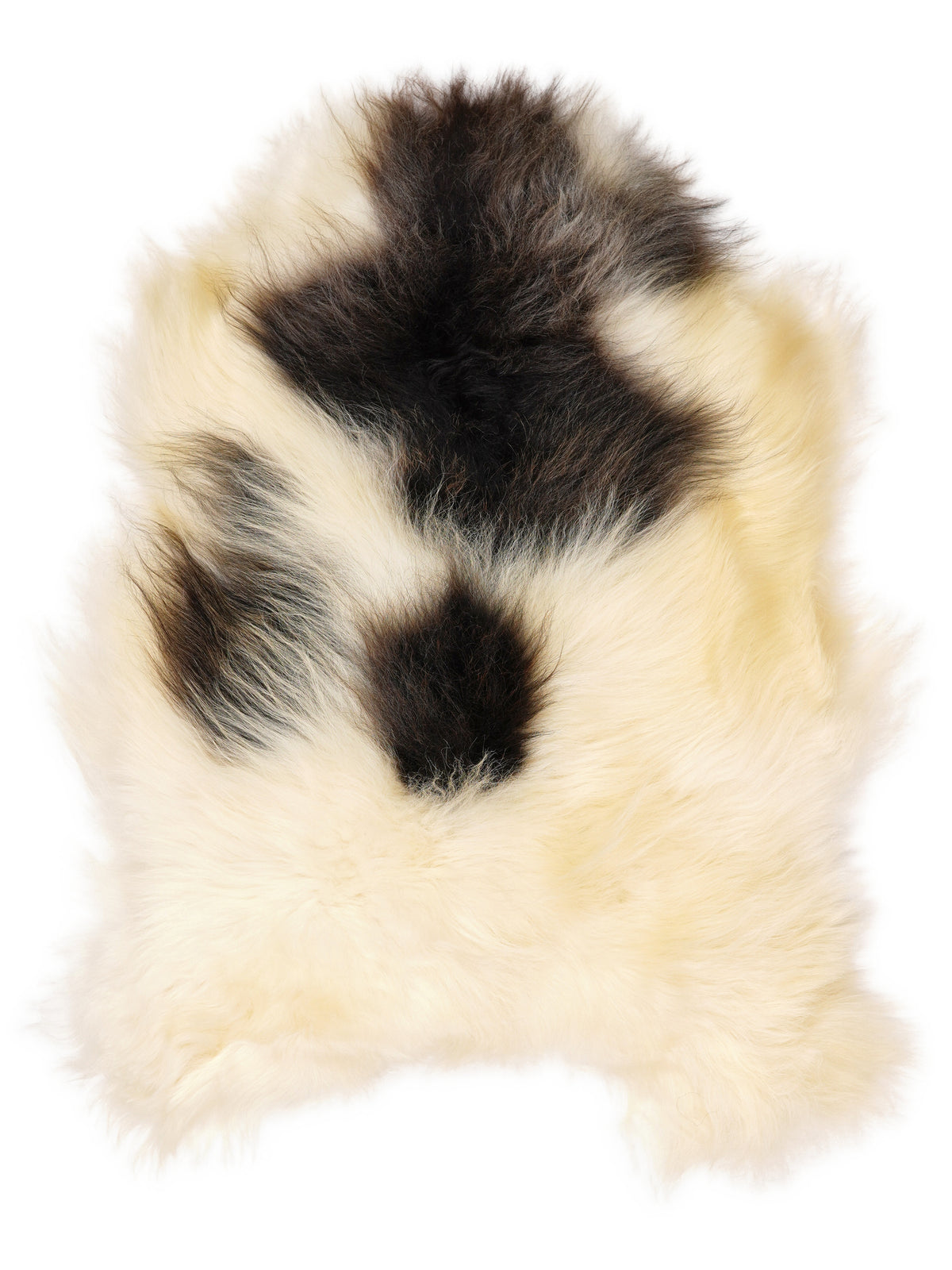 Peau de mouton islandaise multicolore d’environ 110 × 80 cm, vue de dessus : exactement la peau que vous recevez