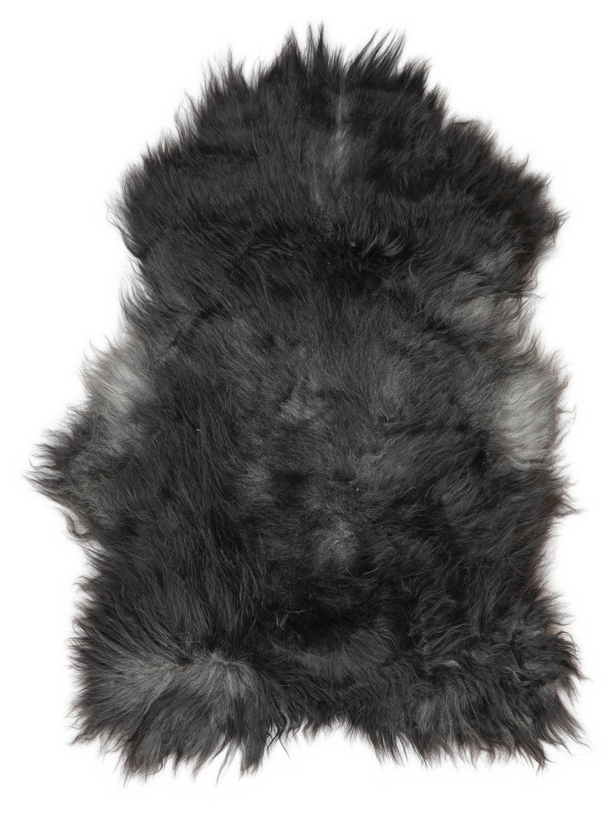 Peau de mouton islandaise grise d’environ 120 × 80 cm, vue de dessus : exactement la peau que vous recevez