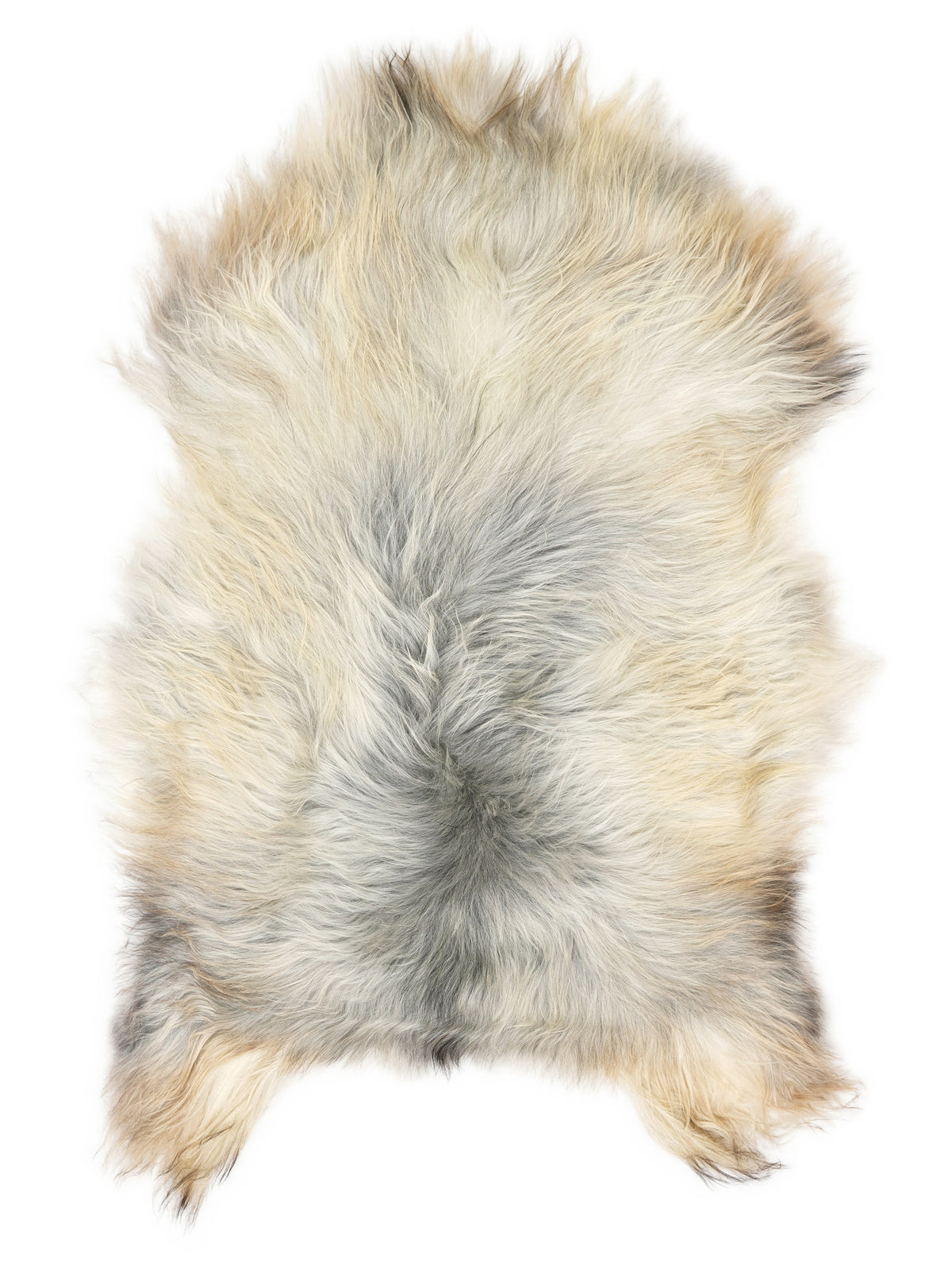 Peau de mouton islandaise grise d’environ 120 × 80 cm, vue de dessus : exactement la peau que vous recevez