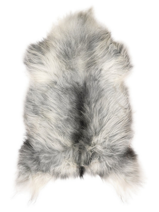 Peau de mouton islandaise grise d’environ 120 × 65 cm, vue de dessus : exactement la peau que vous recevez