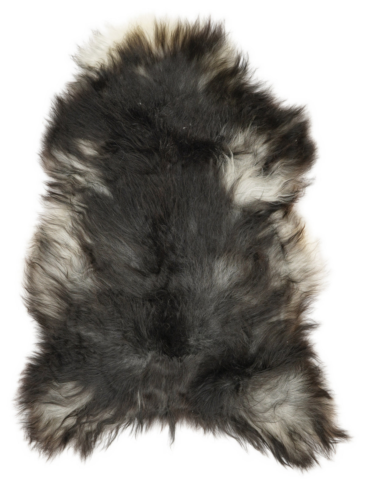 Peau de mouton islandaise grise d’environ 130 × 80 cm, vue de dessus : exactement la peau que vous recevez