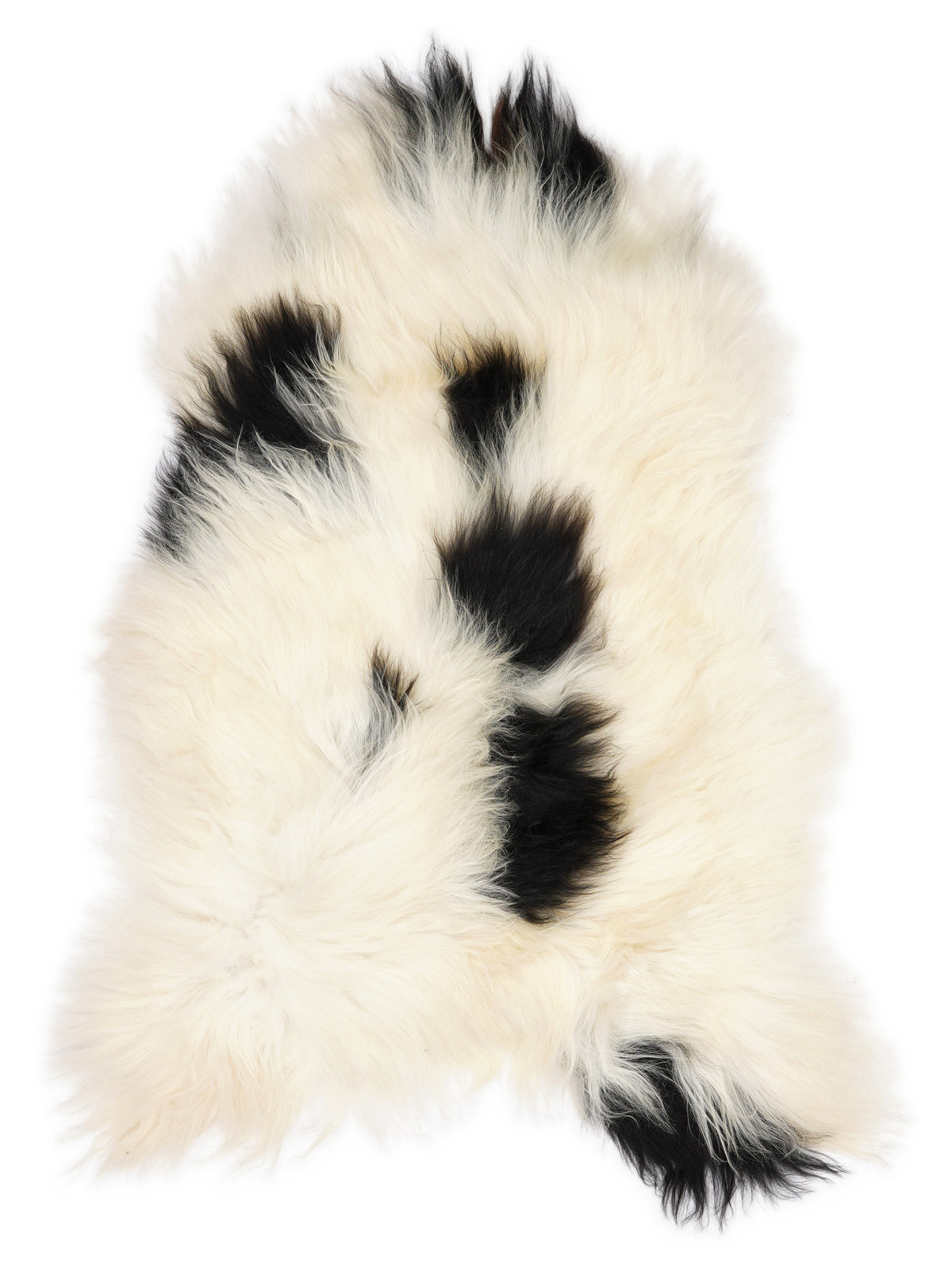 Peau de mouton islandaise multicolore d’environ 130 × 75 cm, vue de dessus : exactement la peau que vous recevez