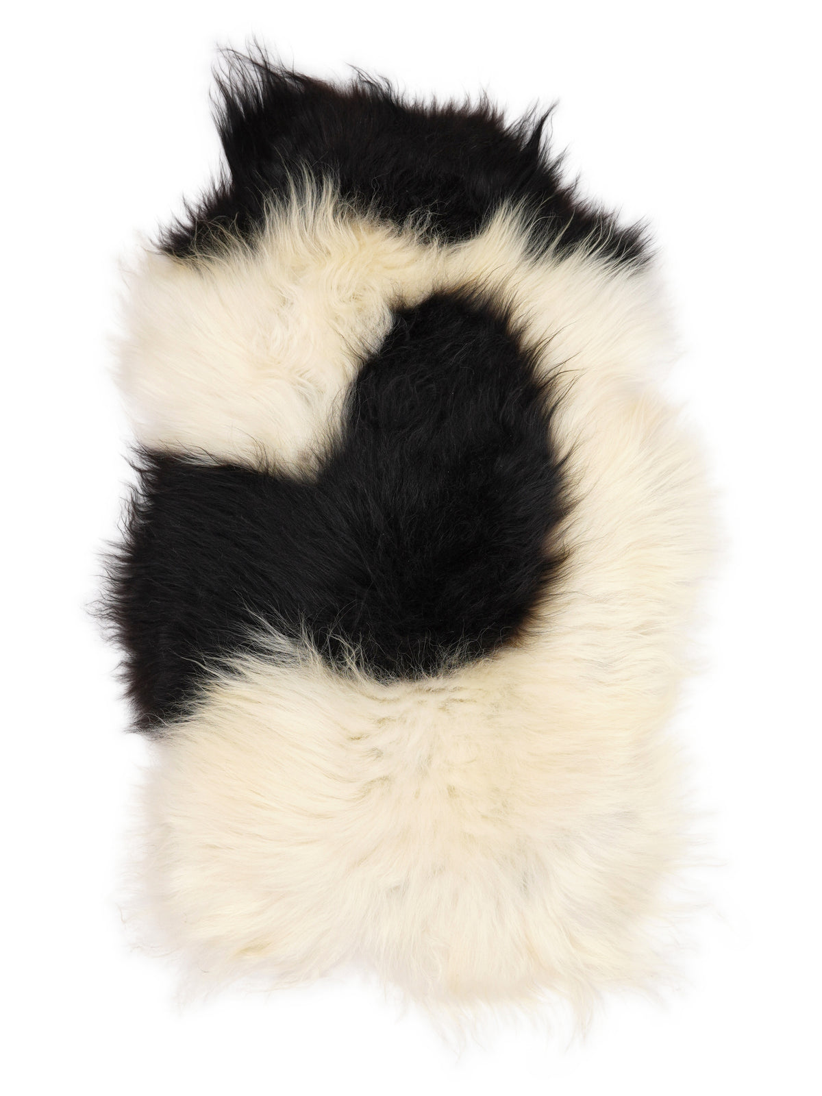 Peau de mouton islandaise multicolore d’environ 110 × 65 cm, vue de dessus : exactement la peau que vous recevez