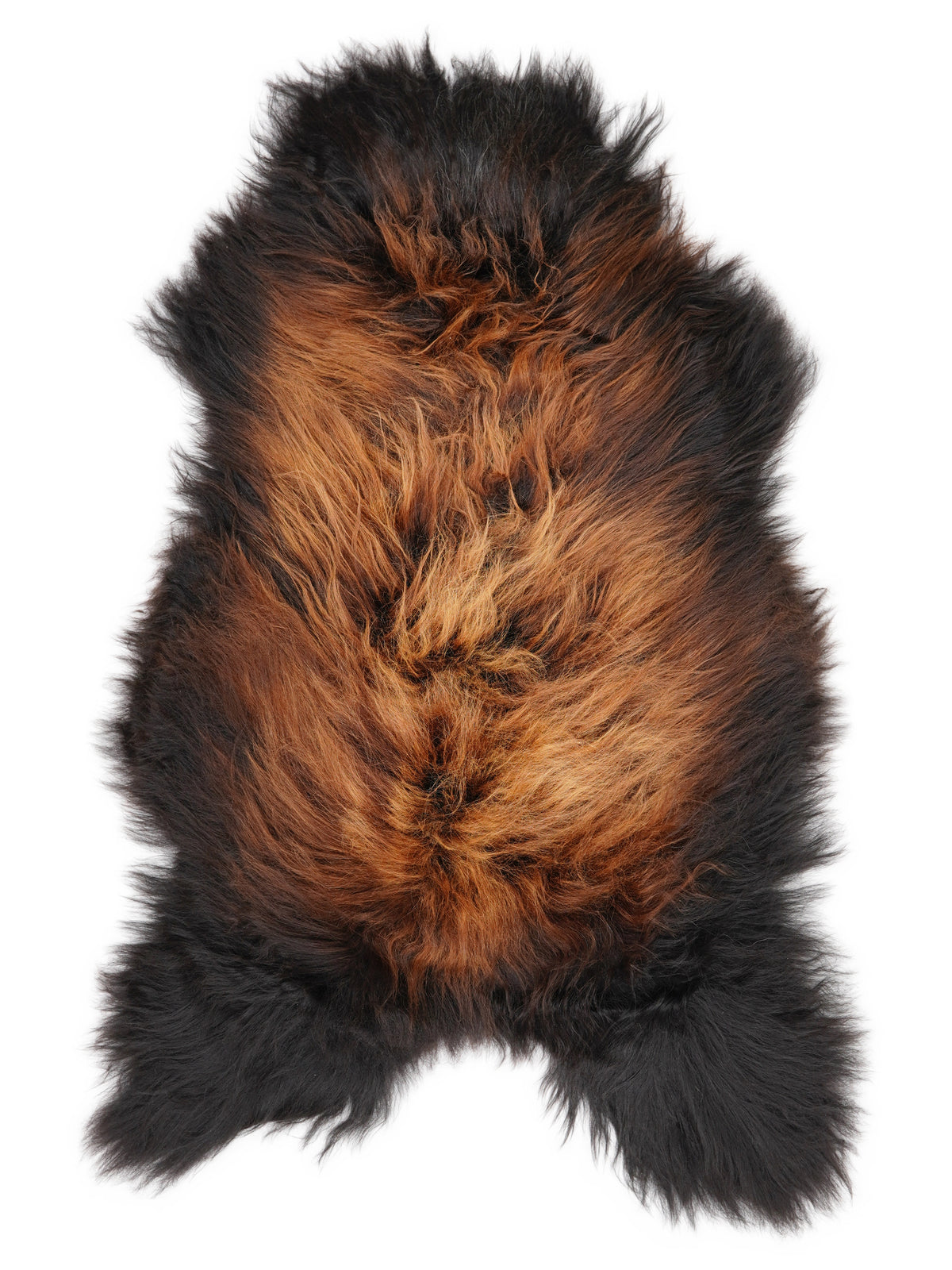 Peau de mouton islandaise multicolore d’environ 120 × 65 cm, vue de dessus : exactement la peau que vous recevez