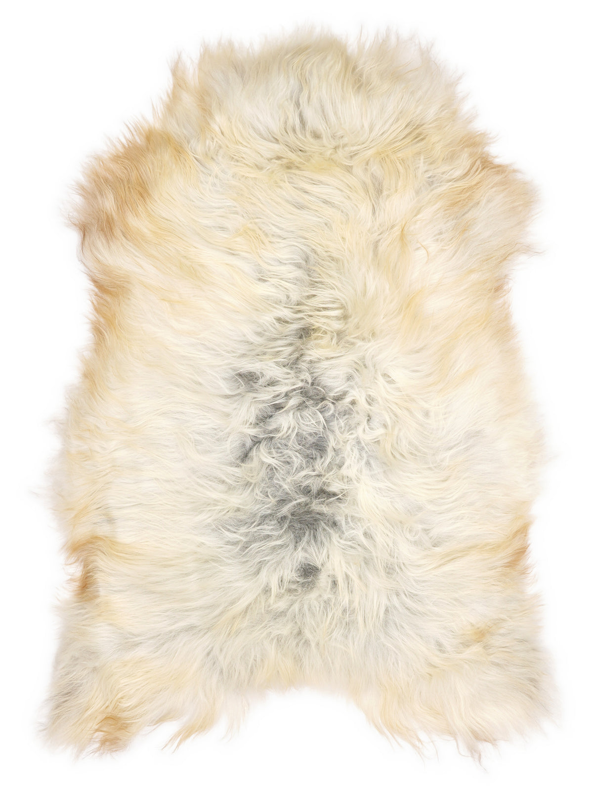 Peau de mouton islandaise grise d’environ 110 × 70 cm, vue de dessus : exactement la peau que vous recevez