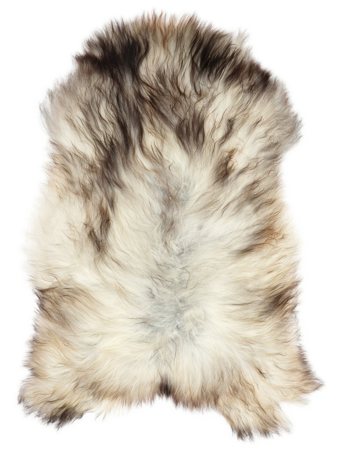 Peau de mouton islandaise grise d’environ 120 × 80 cm, vue de dessus : exactement la peau que vous recevez