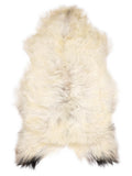Peau de mouton islandaise multicolore d’environ 120 × 75 cm, vue de dessus : exactement la peau que vous recevez