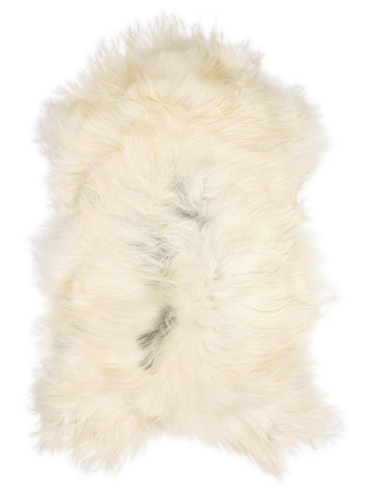 Peau de mouton islandaise multicolore d’environ 120 × 70 cm, vue de dessus : exactement la peau que vous recevez