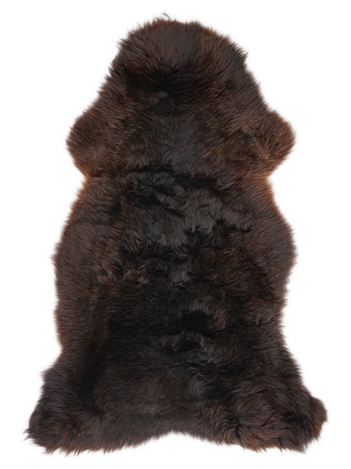 Peau de mouton marron d’environ 120 × 60 cm, vue de dessus : exactement la peau que vous recevez