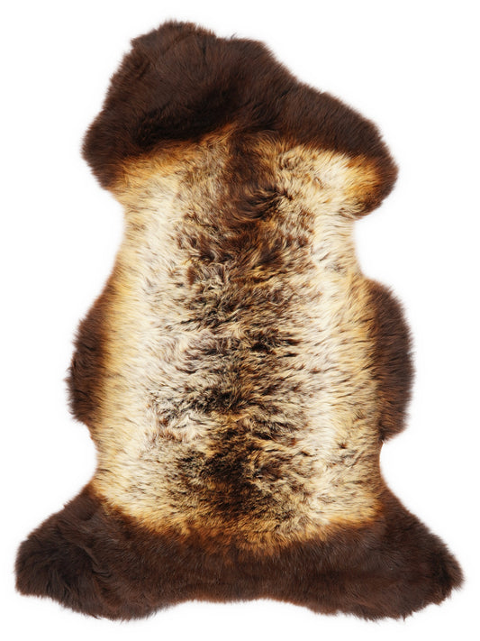 Peau de mouton multicolore britannique d’environ 110 × 55 cm, vue de dessus : exactement la peau que vous recevez