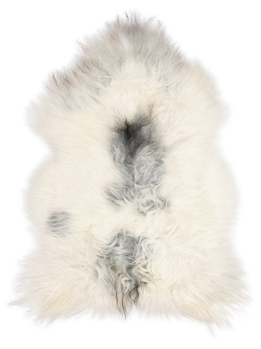 Peau de mouton islandaise multicolore d’environ 120 × 80 cm, vue de dessus : exactement la peau que vous recevez