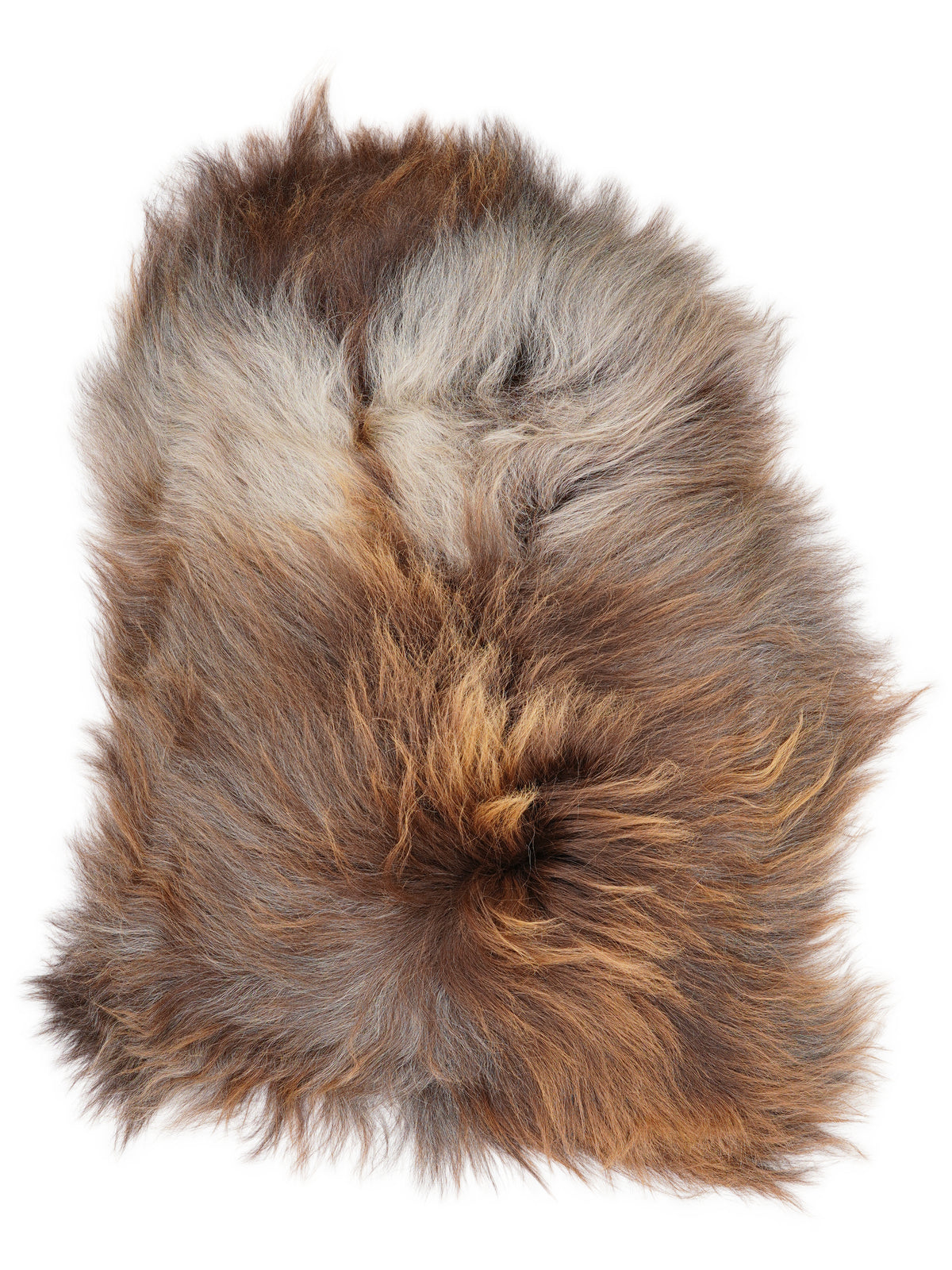 Peau de mouton islandaise multicolore d’environ 110 × 70 cm, vue de dessus : exactement la peau que vous recevez