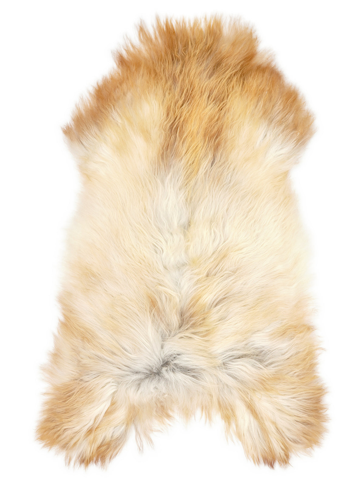 Peau de mouton islandaise multicolore d’environ 130 × 70 cm, vue de dessus : exactement la peau que vous recevez