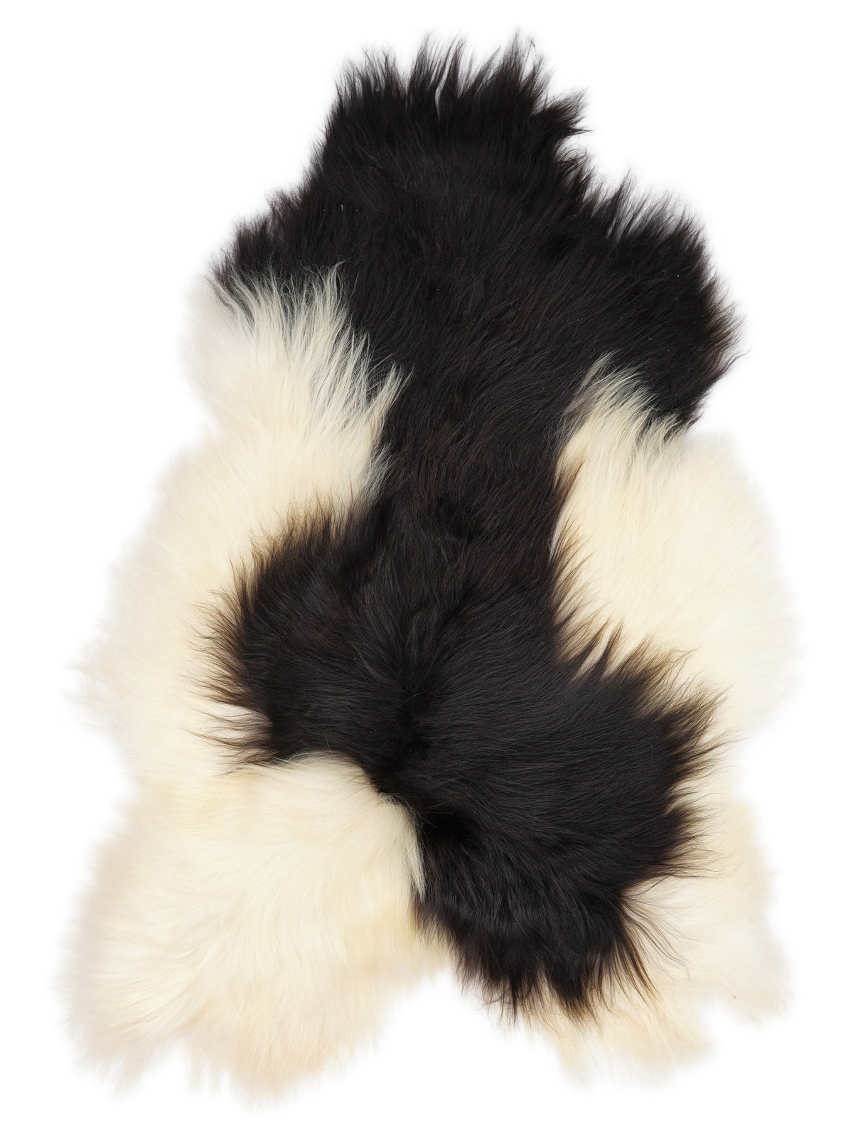 Peau de mouton islandaise multicolore d’environ 120 × 80 cm, vue de dessus : exactement la peau que vous recevez