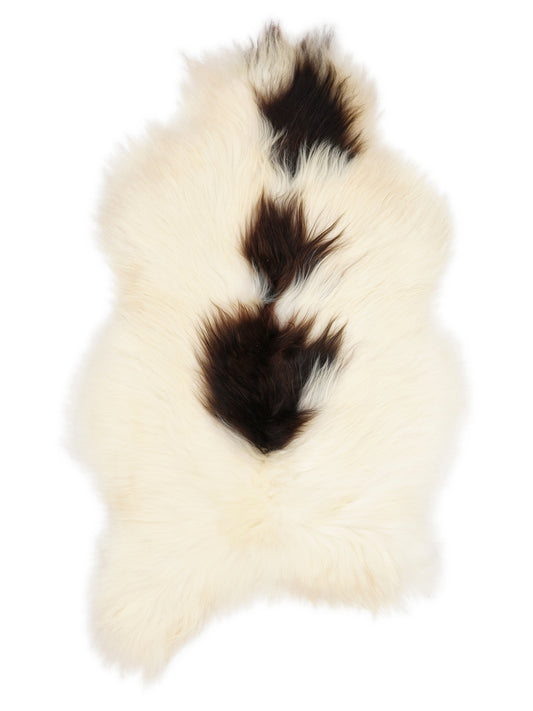 Peau de mouton islandaise multicolore d’environ 120 × 80 cm, vue de dessus : exactement la peau que vous recevez