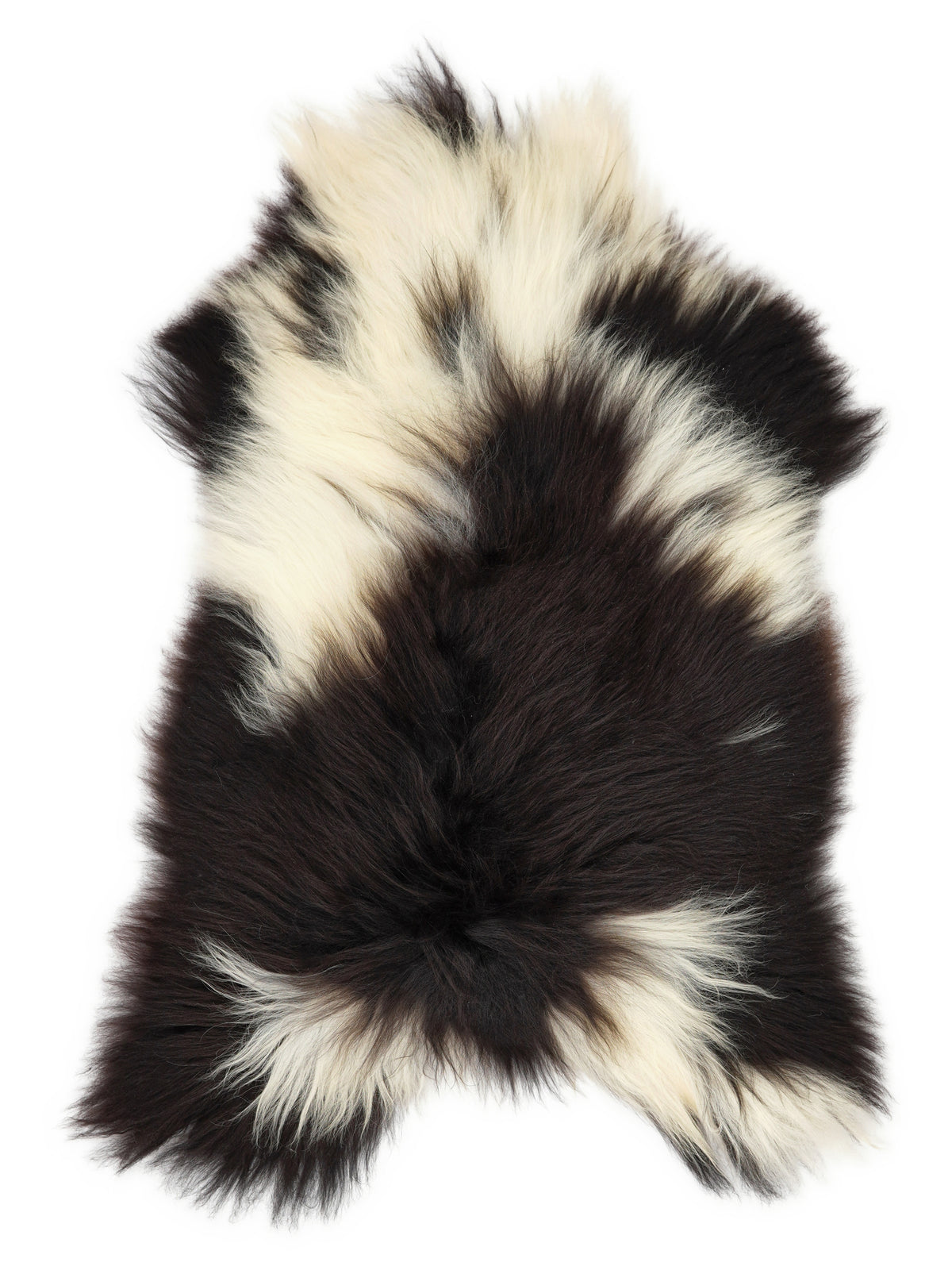Peau de mouton islandaise multicolore d’environ 120 × 70 cm, vue de dessus : exactement la peau que vous recevez