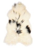 Peau de mouton islandaise multicolore d’environ 130 × 70 cm, vue de dessus : exactement la peau que vous recevez