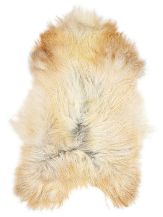 Peau de mouton islandaise multicolore d’environ 130 × 85 cm, vue de dessus : exactement la peau que vous recevez