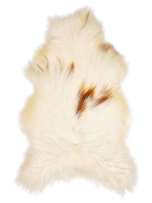 Peau de mouton islandaise multicolore d’environ 140 × 80 cm, vue de dessus : exactement la peau que vous recevez
