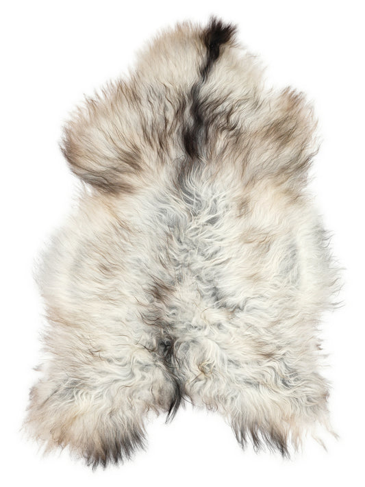 Peau de mouton islandaise grise d’environ 120 × 80 cm, vue de dessus : exactement la peau que vous recevez