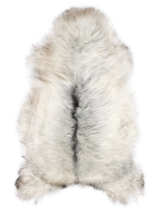 Peau de mouton islandaise grise d’environ 120 × 70 cm, vue de dessus : exactement la peau que vous recevez