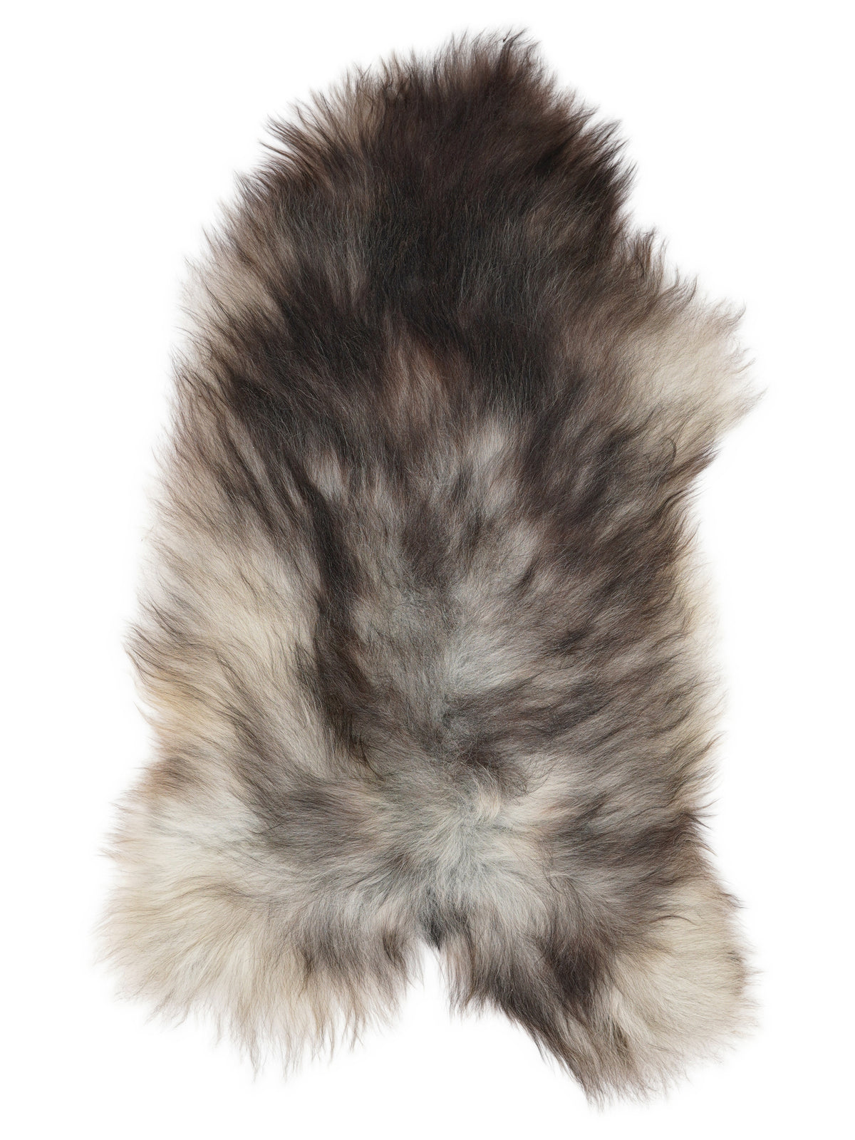 Peau de mouton islandaise grise d’environ 130 × 65 cm, vue de dessus : exactement la peau que vous recevez
