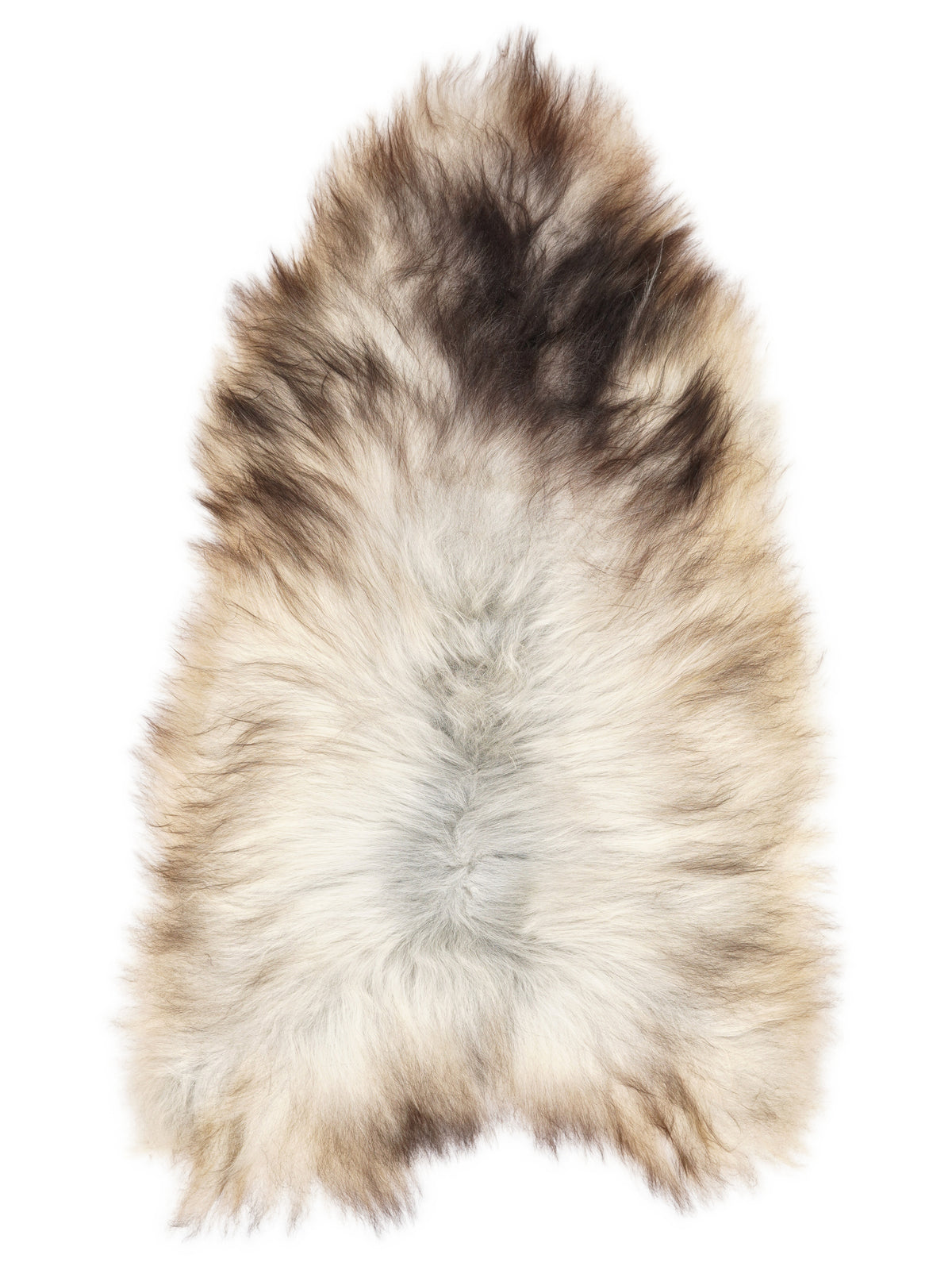 Peau de mouton islandaise grise d’environ 125 × 70 cm, vue de dessus : exactement la peau que vous recevez