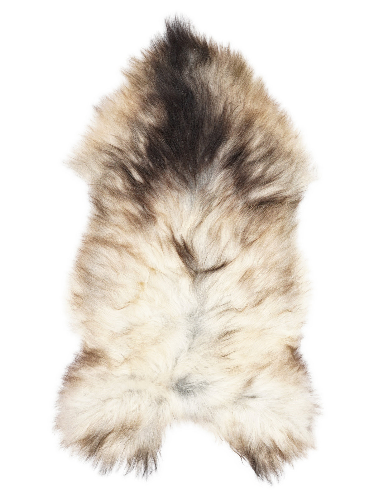 Peau de mouton islandaise grise d’environ 130 × 70 cm, vue de dessus : exactement la peau que vous recevez