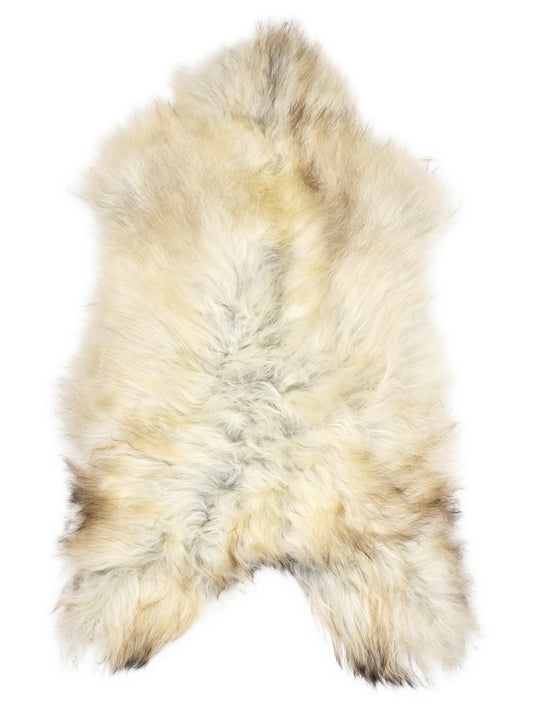 Peau de mouton islandaise grise d’environ 125 × 70 cm, vue de dessus : exactement la peau que vous recevez