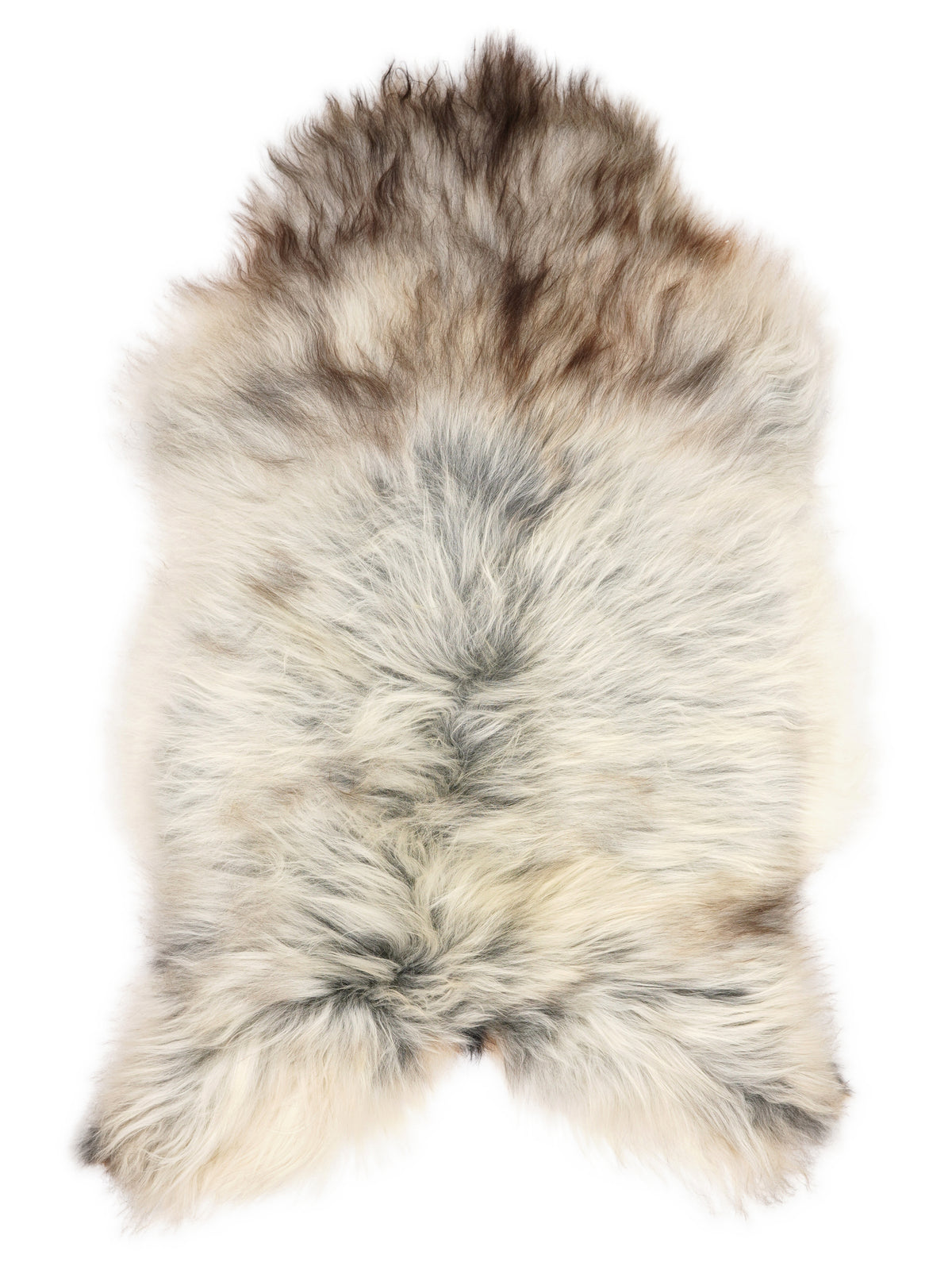 Peau de mouton islandaise grise d’environ 120 × 80 cm, vue de dessus : exactement la peau que vous recevez