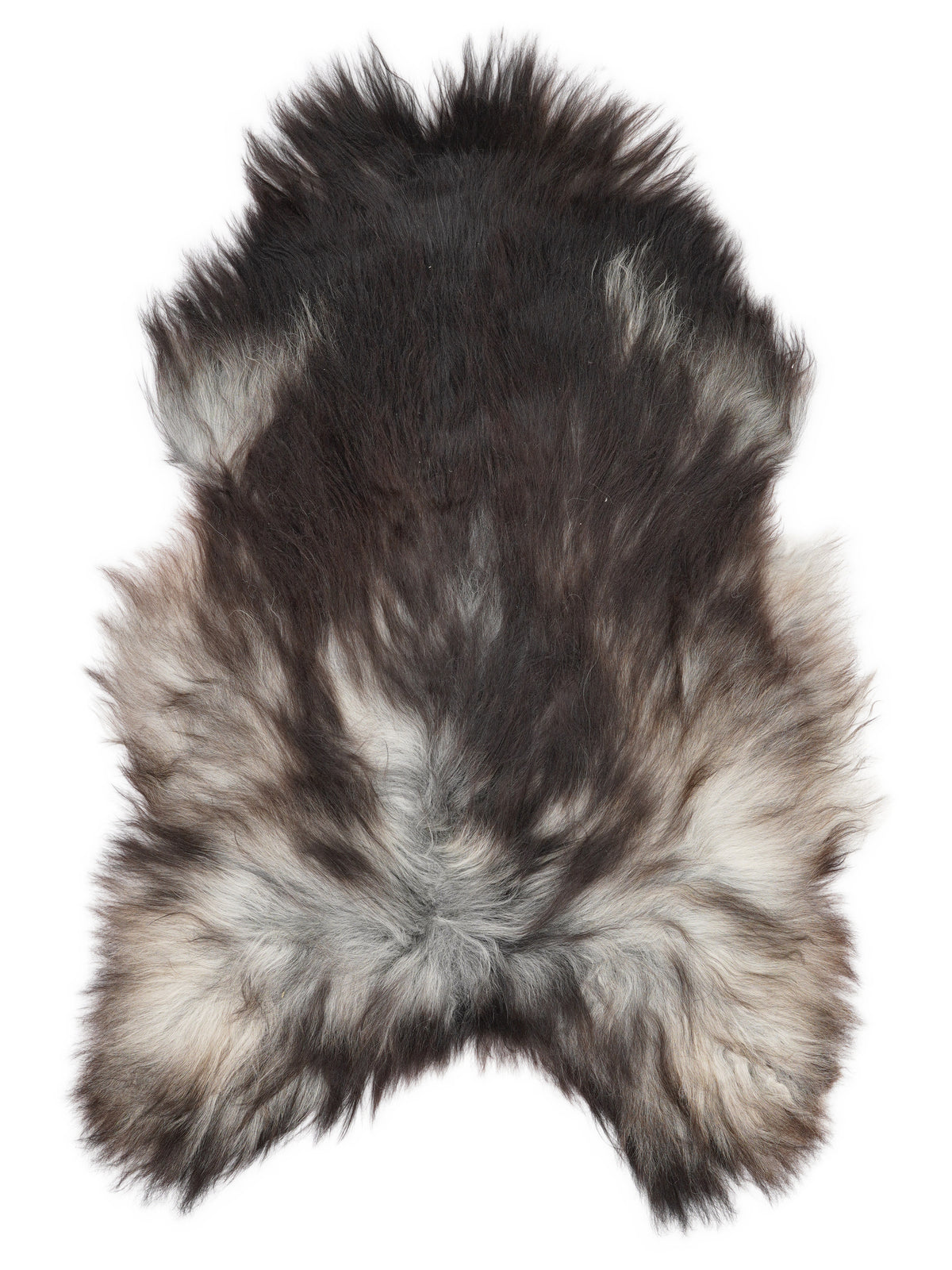 Peau de mouton islandaise grise d’environ 135 × 80 cm, vue de dessus : exactement la peau que vous recevez