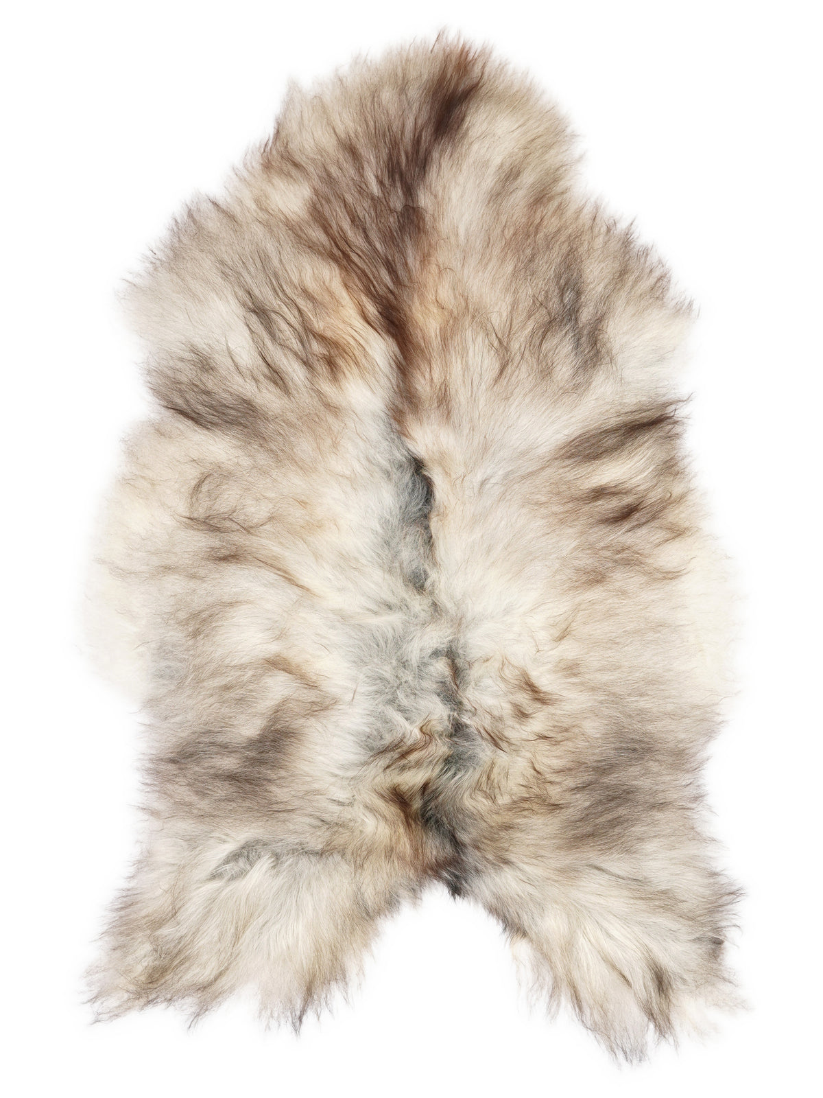 Peau de mouton islandaise grise d’environ 120 × 70 cm, vue de dessus : exactement la peau que vous recevez