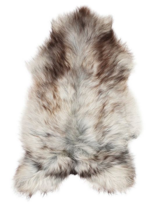 Peau de mouton islandaise grise d’environ 130 × 85 cm, vue de dessus : exactement la peau que vous recevez