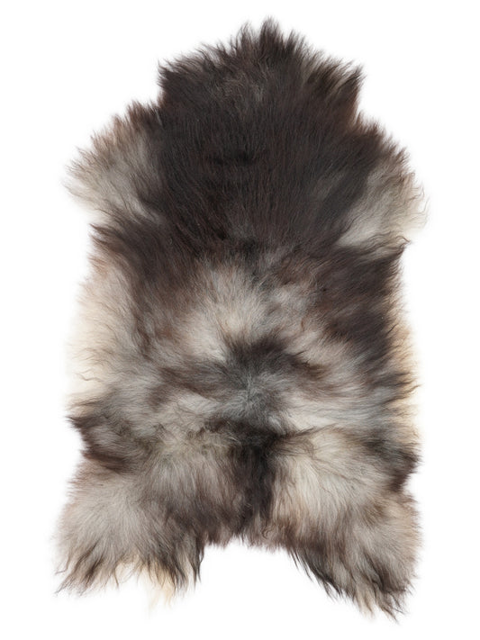 Peau de mouton islandaise grise d’environ 130 × 75 cm, vue de dessus : exactement la peau que vous recevez