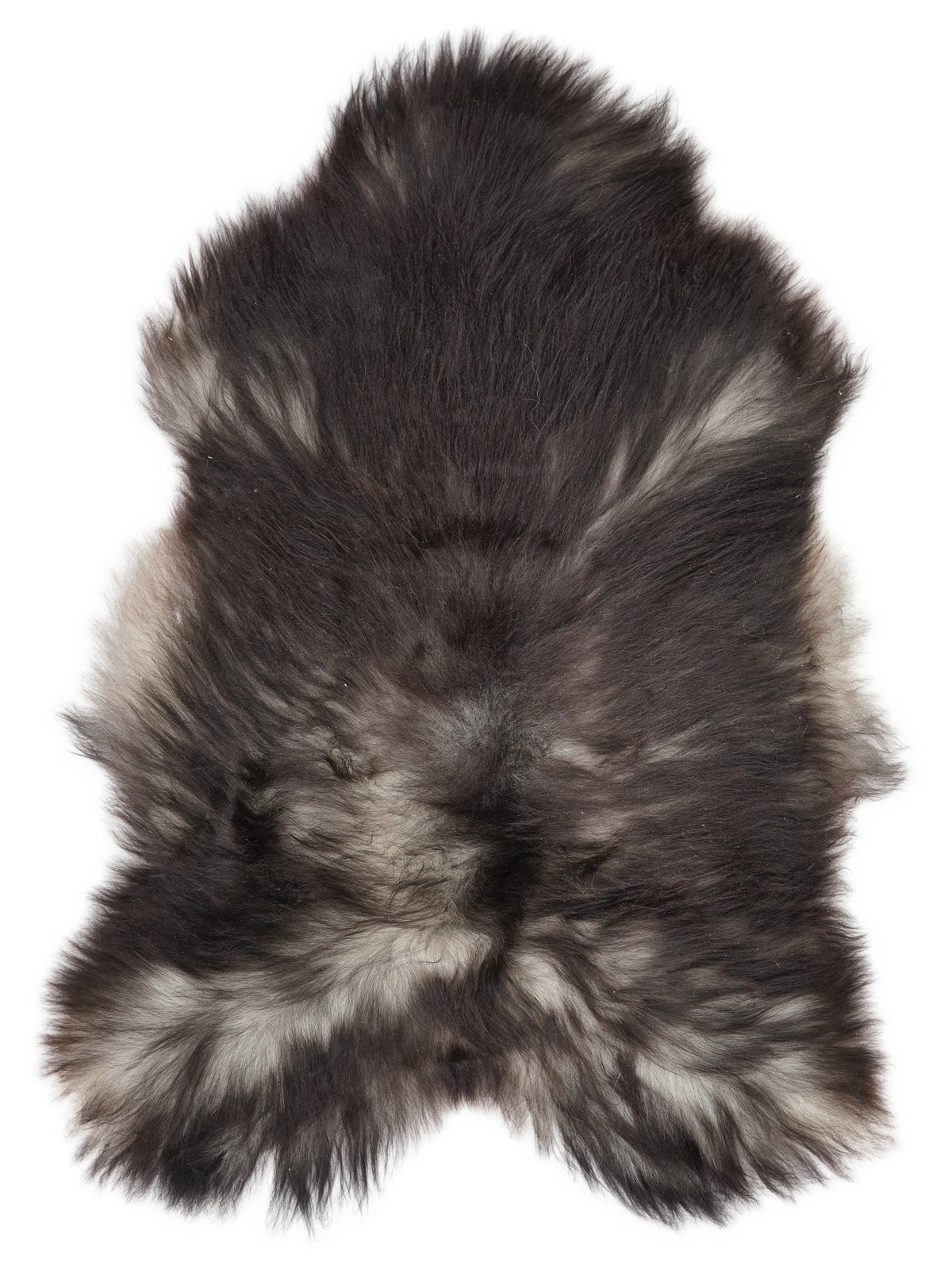 Peau de mouton islandaise grise d’environ 130 × 80 cm, vue de dessus : exactement la peau que vous recevez