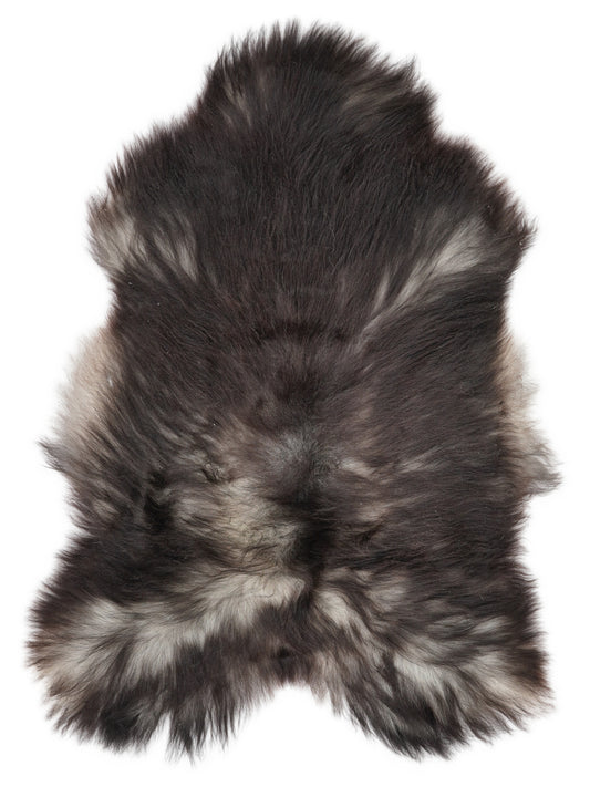 Peau de mouton islandaise grise d’environ 130 × 80 cm, vue de dessus : exactement la peau que vous recevez