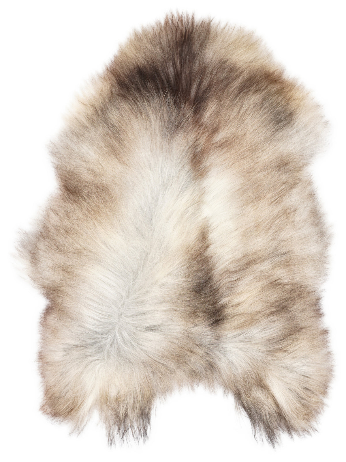 Peau de mouton islandaise grise d’environ 120 × 85 cm, vue de dessus : exactement la peau que vous recevez