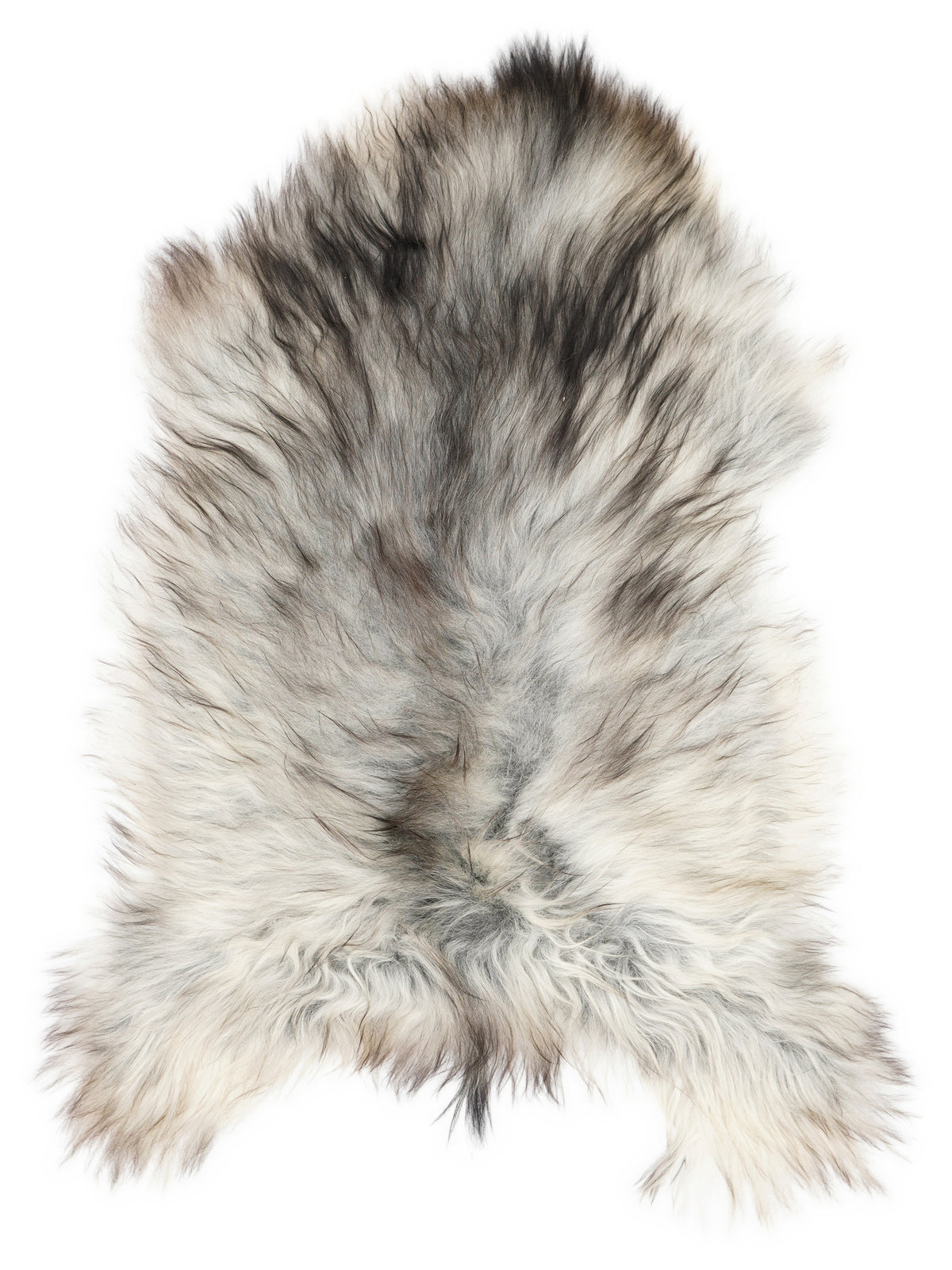 Peau de mouton islandaise grise d’environ 120 × 70 cm, vue de dessus : exactement la peau que vous recevez